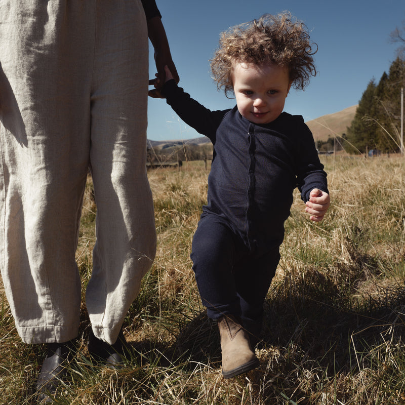 Stork Baby Pyjamas - Cotton Pointelle - Midnight