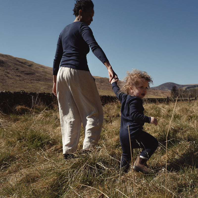 Stork Baby Pyjamas - Cotton Pointelle - Midnight