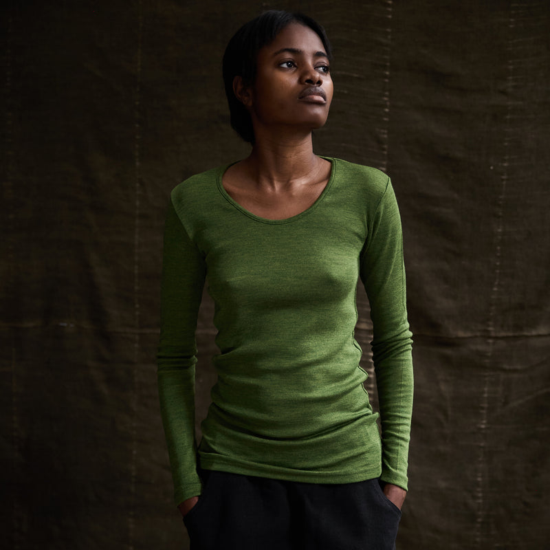 Lark Women's Top - Merino Wool & Silk - Forest