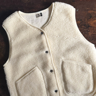 Women's Wool Teddy Fleece Cropped Vest - Natural