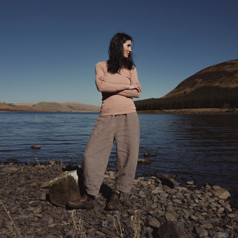 Lark Women's Top - Cotton Pointelle - Peony