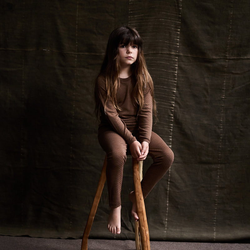 Finch Leggings - Wool/Silk Pointelle - Pecan