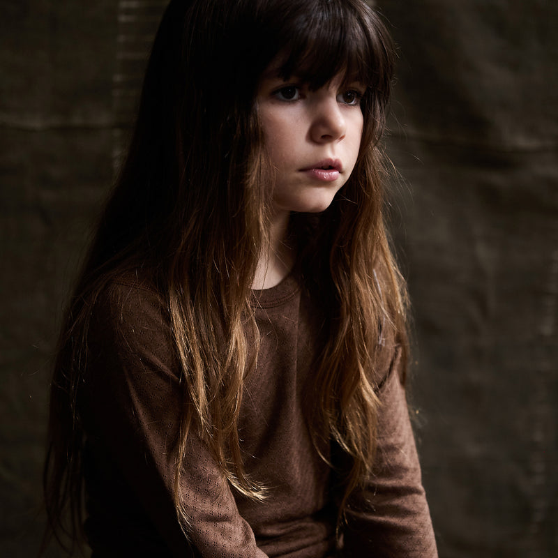 Lark Top - Wool/Silk Pointelle - Pecan