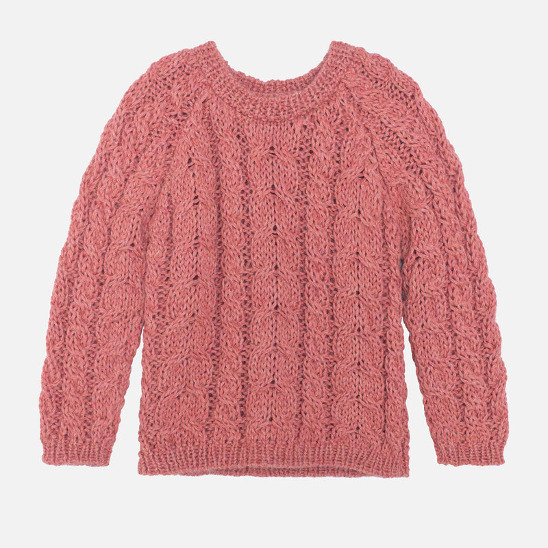 Alpaca Cable Sweater - Pink Coral