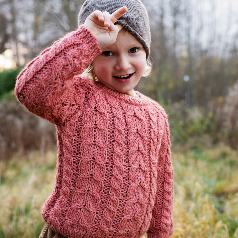 Alpaca Cable Sweater - Pink Coral