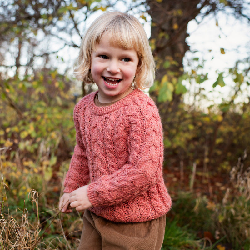 Alpaca Cable Sweater - Pink Coral