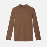 Cotton Turtleneck Top - Almond Melange