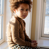 Cotton Turtleneck Top - Almond Melange