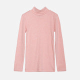 Cotton Turtleneck Top - Coral Melange