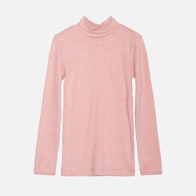 Cotton Turtleneck Top - Coral Melange