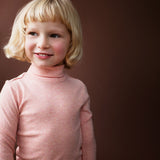 Cotton Turtleneck Top - Coral Melange