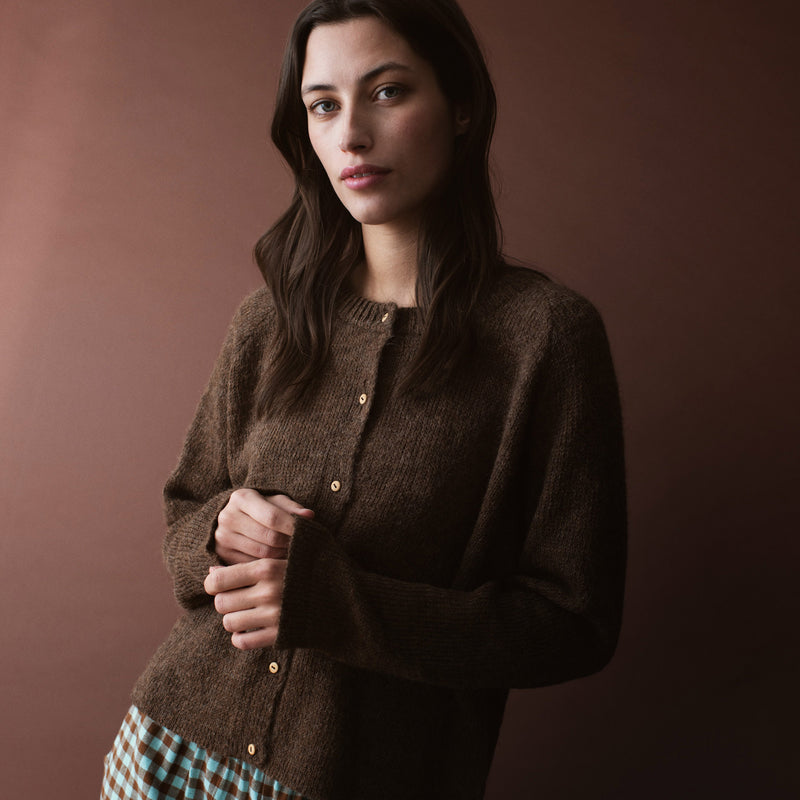 Women’s Suri Alpaca Cardigan - Pine Cone