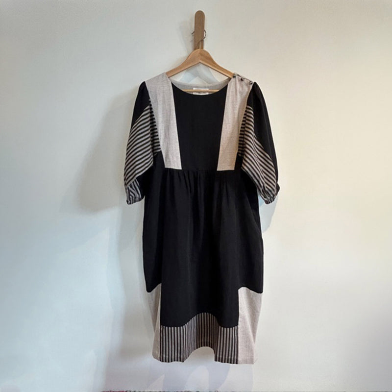 Women's Linen/Cotton Owl Dress - Patchwork Mix