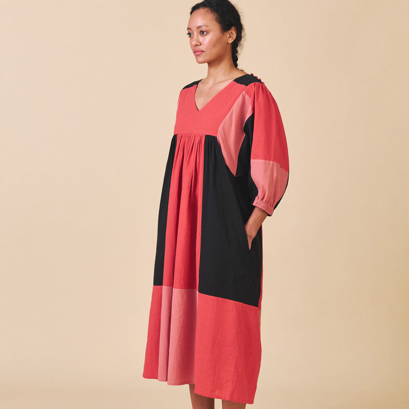 Women's Cotton/Linen Dotty Dress - Mix