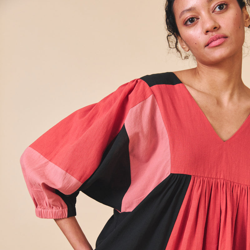 Women's Cotton/Linen Dotty Dress - Mix