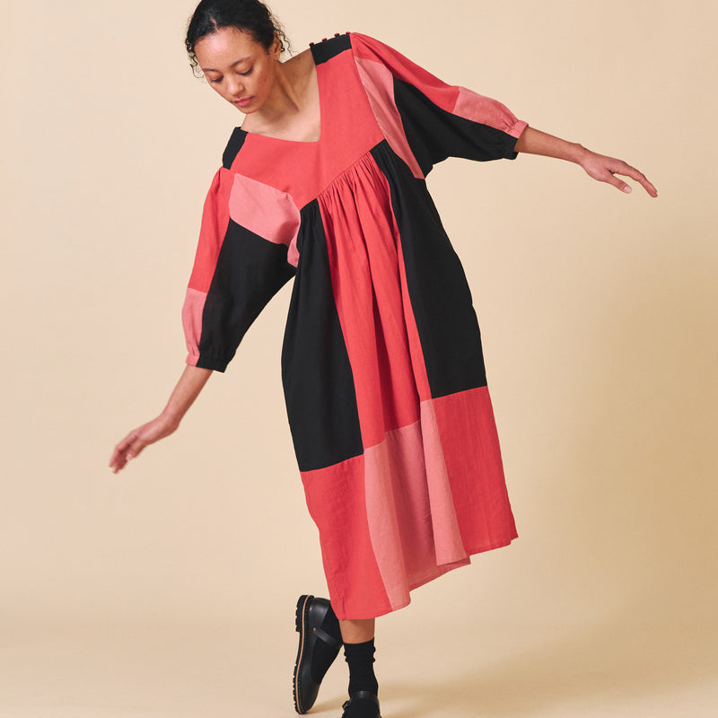 Women's Cotton/Linen Dotty Dress - Mix