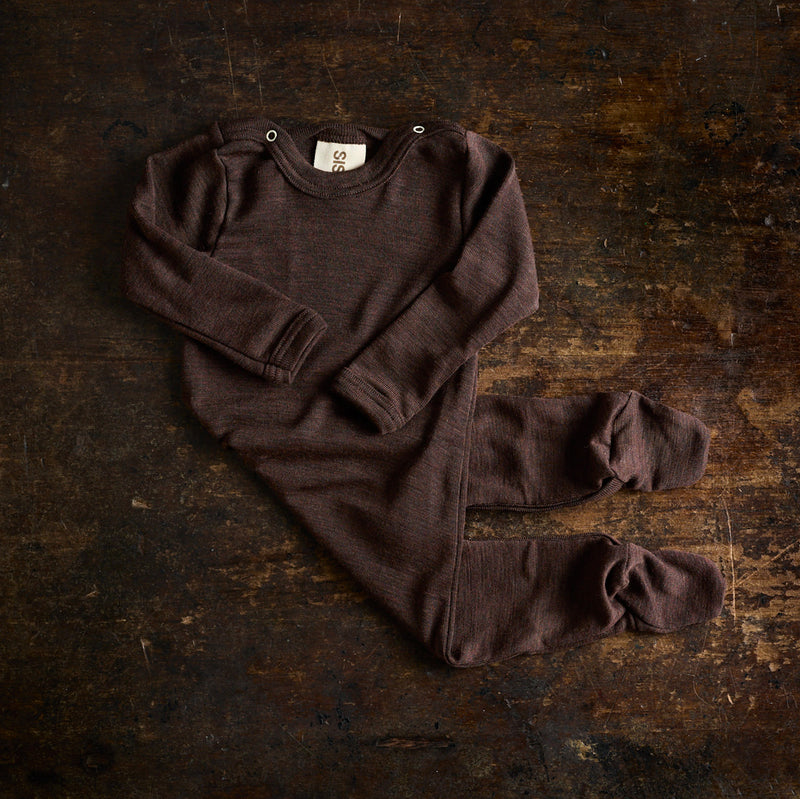 Kea Baby Pyjamas - Merino Wool & Silk - Cacao