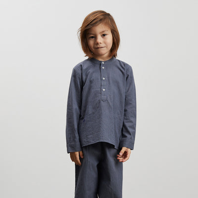 Cotton Lucca Shirt - Blue/Grey Mini Check