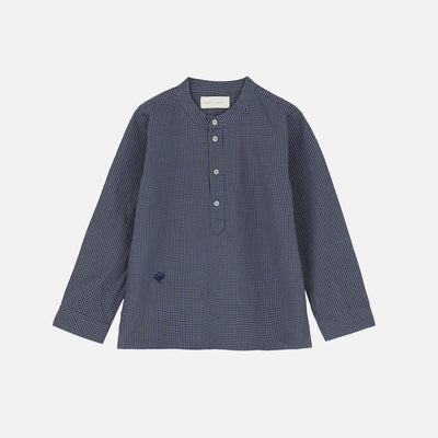 Cotton Lucca Shirt - Blue/Grey Mini Check