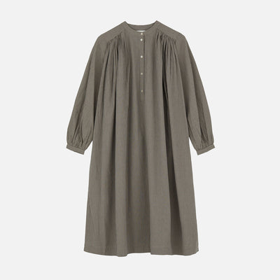 Womens Cotton Oversize Rita Shirtdress - Beige/Grey Mini Check