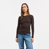 Women's Cotton Edie LS Top - Dark Brown