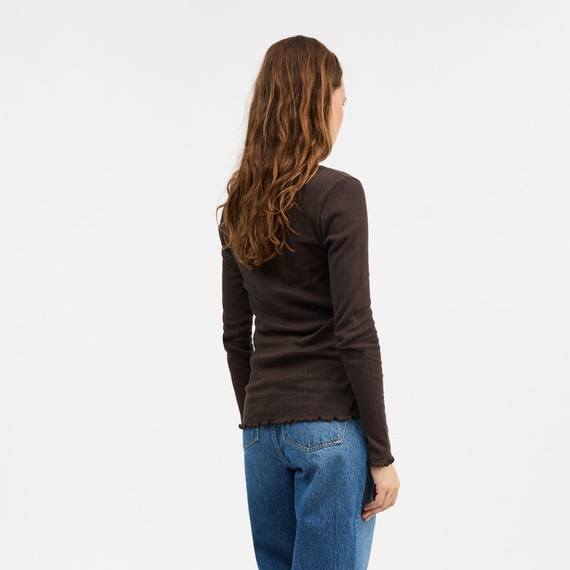 Women's Cotton Edie LS Top - Dark Brown