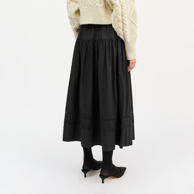 Women's Cotton Leaf Skirt - Black