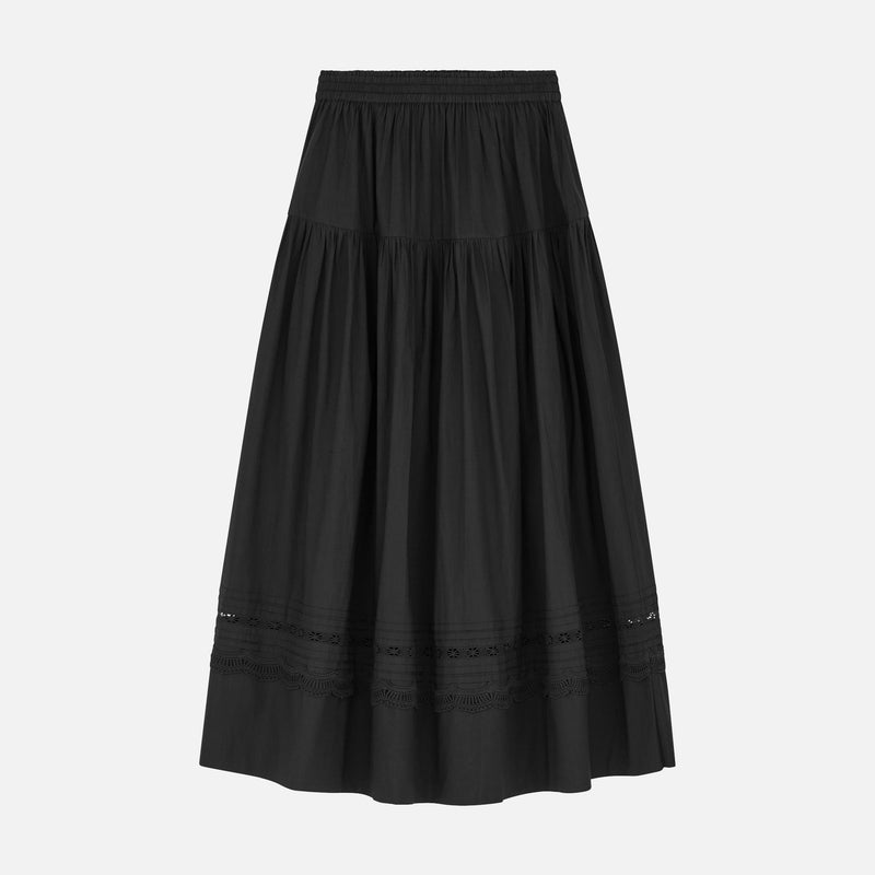 Women's Cotton Leaf Skirt - Black