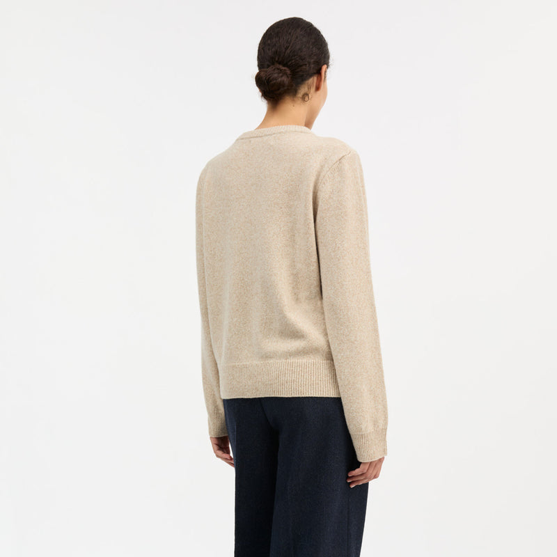 Women's Merino Wool Senna Cardigan - Beige Mouliné