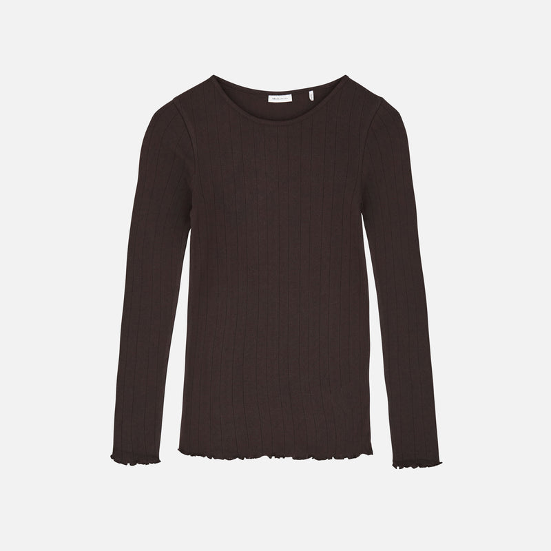 Women's Cotton Edie LS Top - Dark Brown