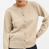 Women's Merino Wool Senna Cardigan - Beige Mouliné