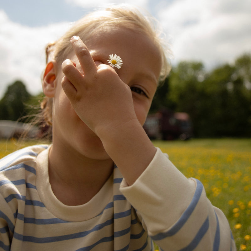 Cotton Classic Pyjama Set  - Oatmeal/Cornflower Stripe