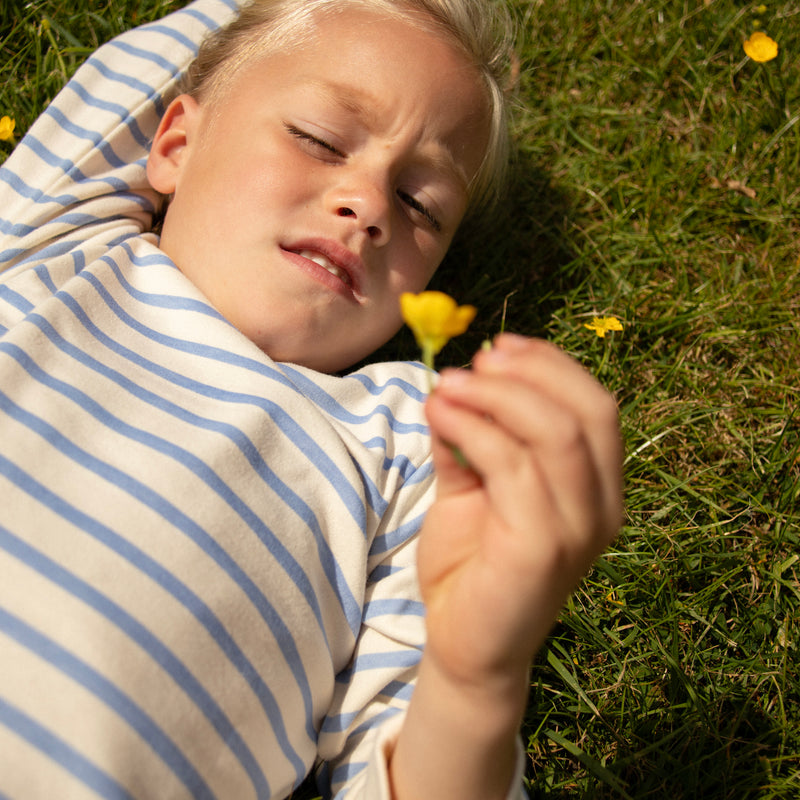 Cotton Classic Pyjama Set  - Oatmeal/Cornflower Stripe