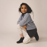 Kids Merino Wool Hilma Cardigan - Powder