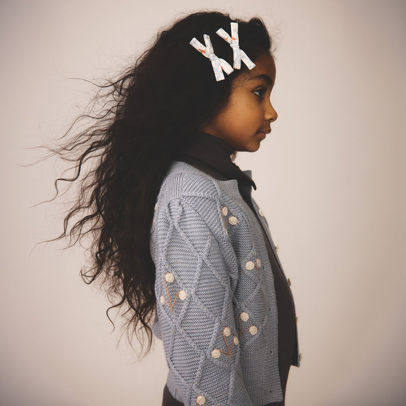 Kids Merino Wool Hilma Cardigan - Powder