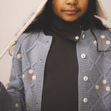 Kids Merino Wool Hilma Cardigan - Powder