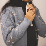 Kids Merino Wool Hilma Cardigan - Powder