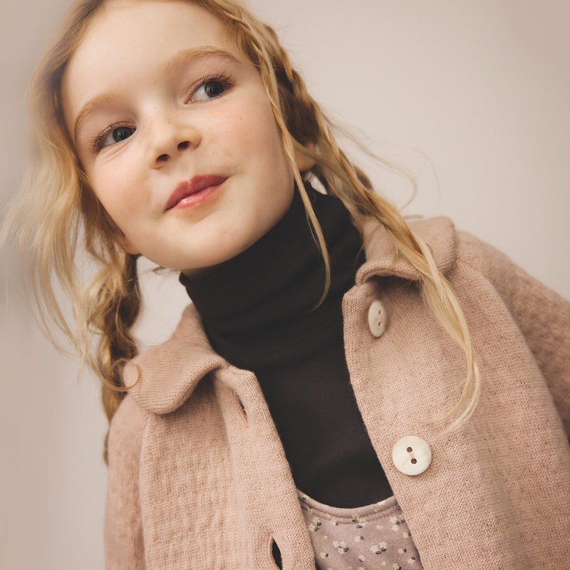 Kids Merino Wool Ruth Coat - Rose Smoke