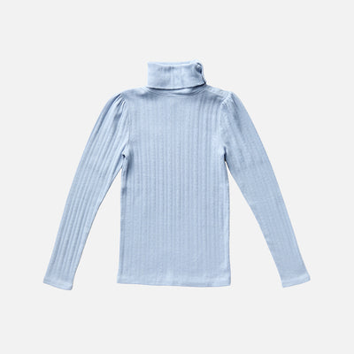 Kids Pima Cotton Pouf Turtleneck - Talc Pointelle