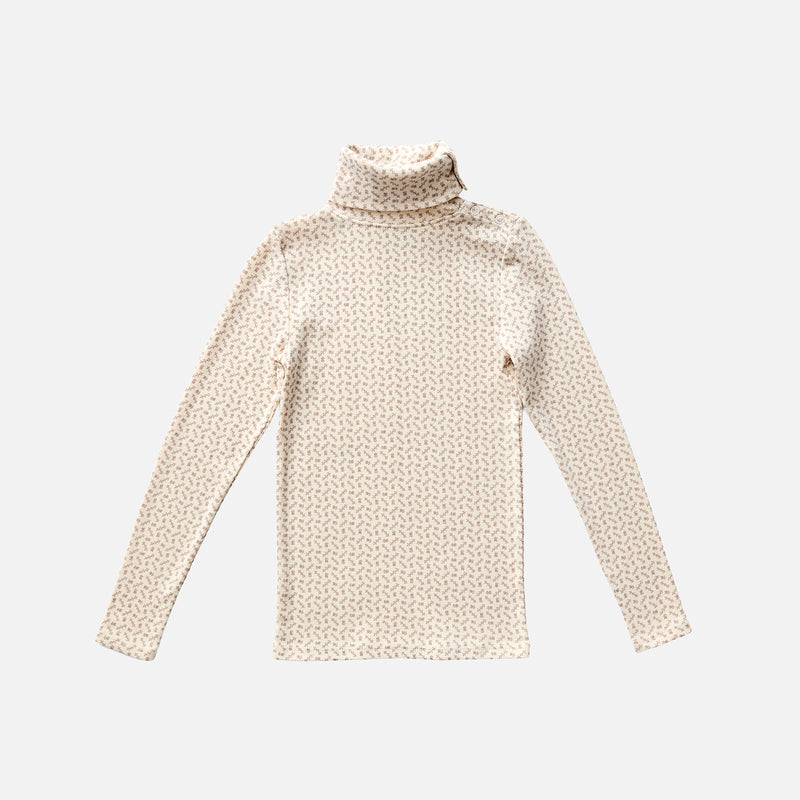 Kids Pima Cotton Snap Turtleneck - Pigeon Cross Stitch Print