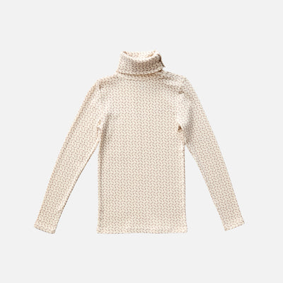 Kids Pima Cotton Snap Turtleneck - Pigeon Cross Stitch Print
