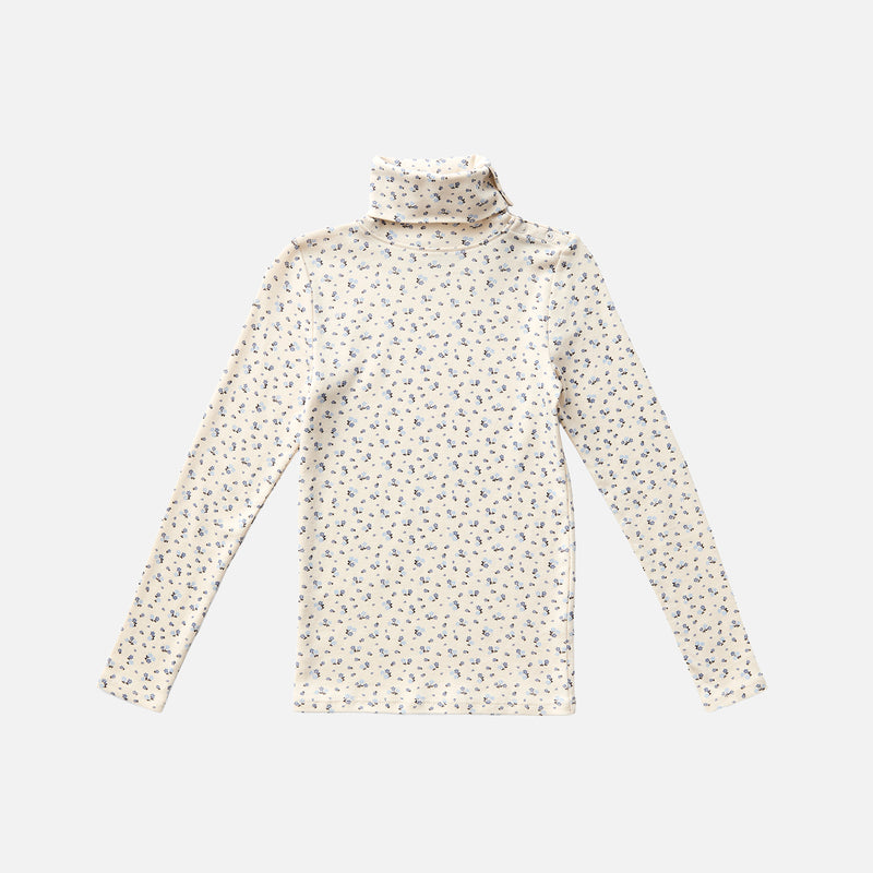 Kids Pima Cotton Snap Turtleneck - Powder Calico Print