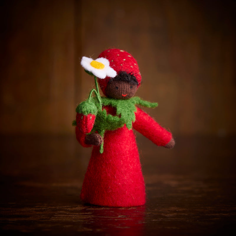 Handmade Wool Fairy - Strawberry - Black