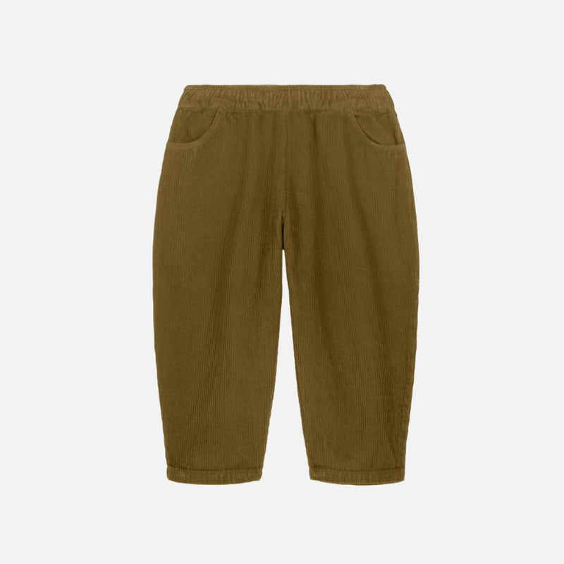 Cotton Corduroy Carrot Pants - Green Nutria