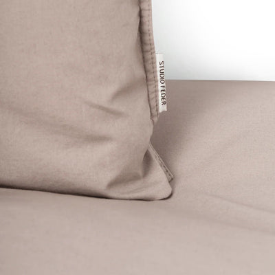 Cotton Duvet & Pillow Cover - Taupe - 140x200/60x63cm