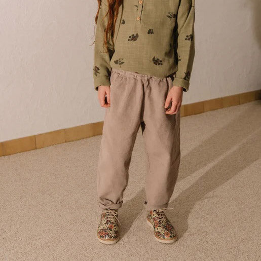 Cotton Corduroy Carrot Pants - Light Mauve