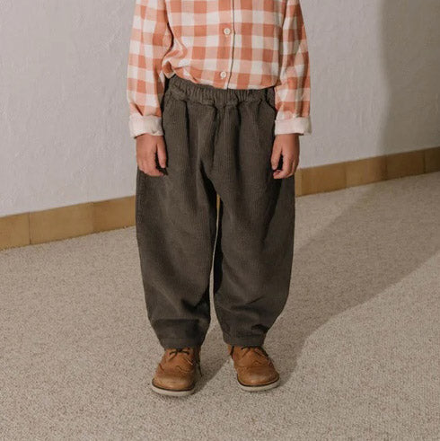 Cotton Corduroy Carrot Pants - Dark Taupe