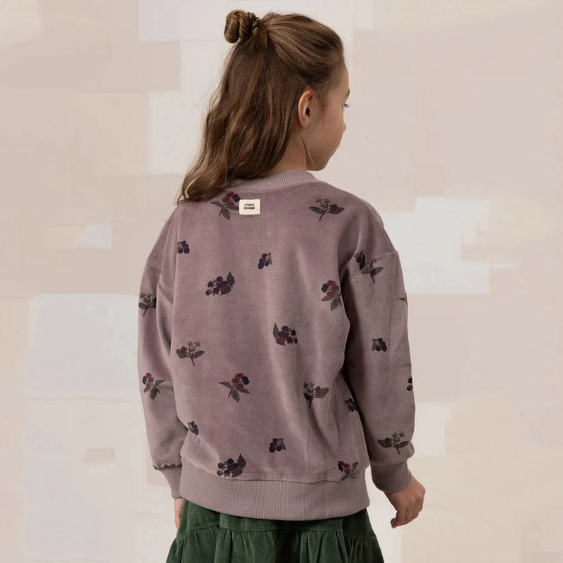 Cotton Velvet Bart Sweatshirt - Mauve Blackberries