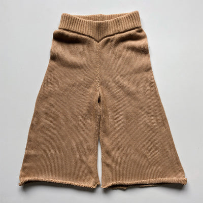 Cotton Wide Leg Knit Trousers - Caramel