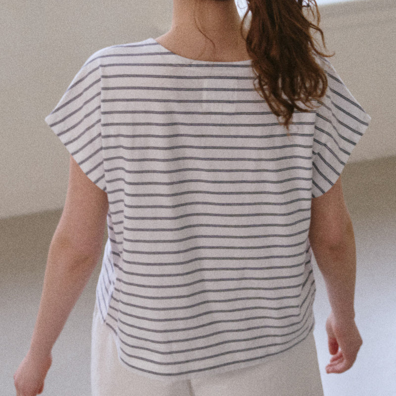 Women's Cotton Chérie Tee - White/Navy